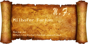 Milhofer Farkas névjegykártya